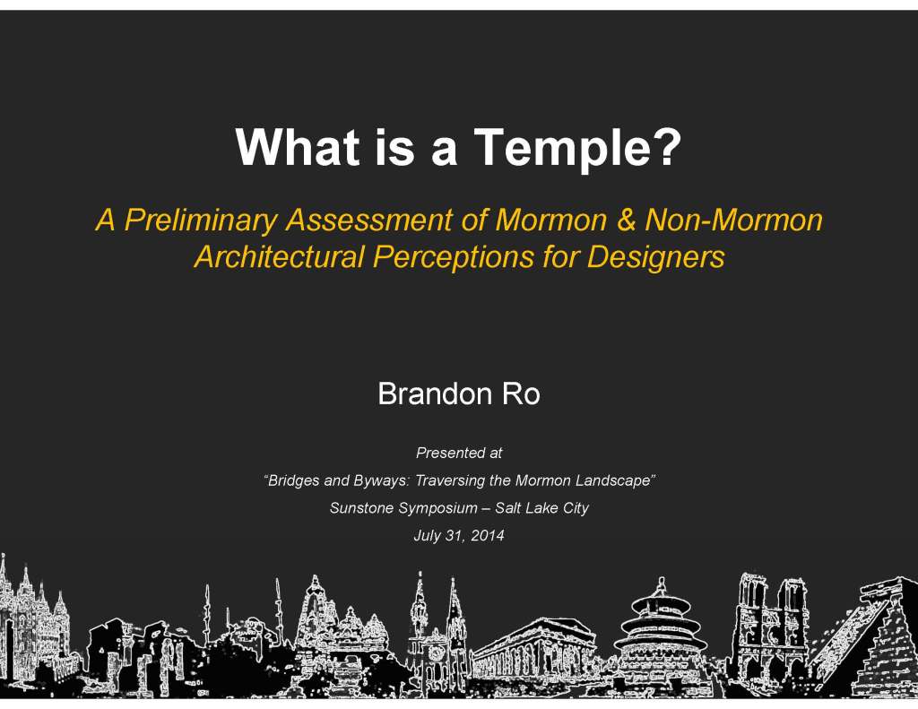What is a Temple? Mormon and Non-Mormon Architectural Perceptions